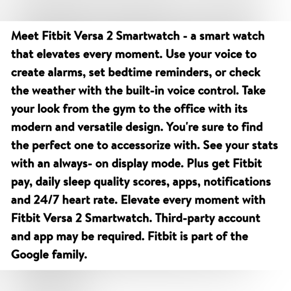 FitBit Versa 2 Health/Fitness Tracking Smartwatch Petal & Rose Gold - Picture 12 of 16